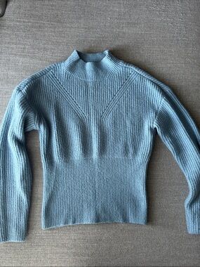 Generation K Mock Neck Ribbed Pullover Sweater in Light Blue Size Medium